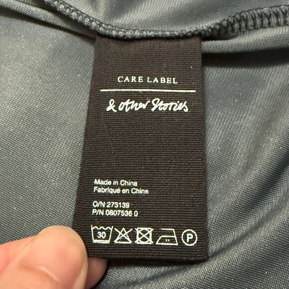 & Other Stories Velvet Keyhole Back Midi Dress Long Sleeve Teal Green Size 4 - Picture 8 of 15